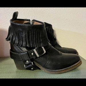 AllSaints Bonny Cuban Fringe  Leather Booties